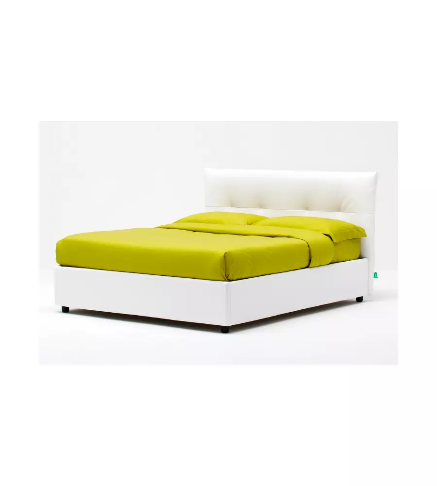 Letto matrimoniale "easy" bianco con rete e contenitore, 160x190 cm